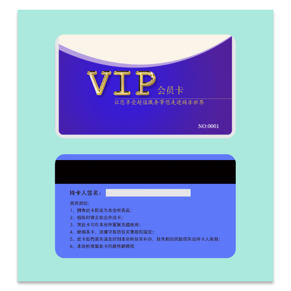 洗浴汤泉会所VIP会员卡模版