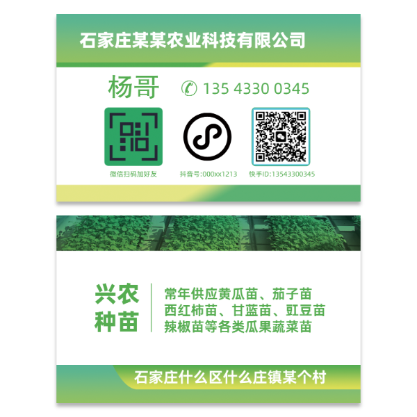 种苗菜苗名片模版