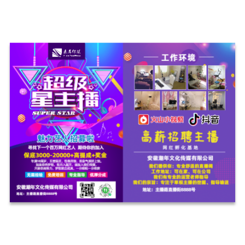 艺人主播招聘宣传单模版